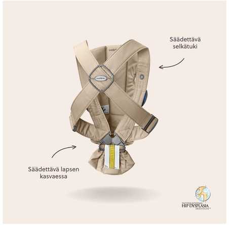 BabyBjörn Mini kūdikio nešioklė naujagimiams 3,2–11 kg, smėlinė, modelis 21026