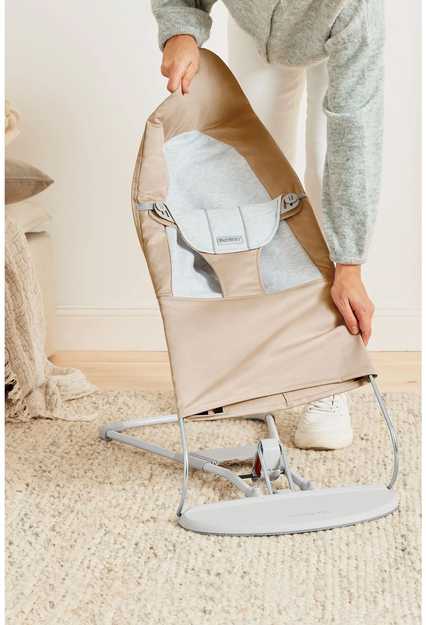 Pakaitinis audinys gultukui BabyBjörn Woven Jersey, beige/pilkas