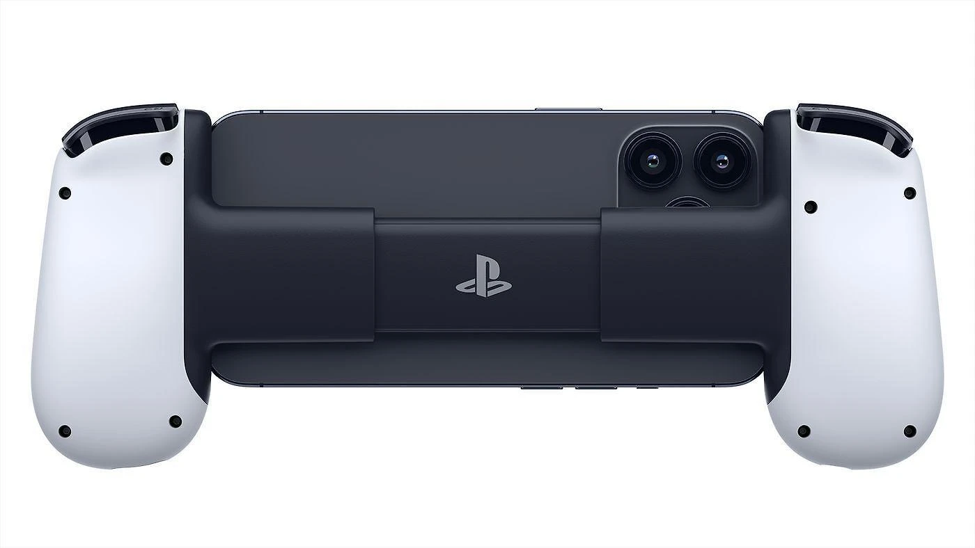 „Backbone One“ skirtas „iPhone PlayStation Edition“ „Baltas Lightning“ žaidimų pultas kompiuteriams, „PlayStation“ ir „iOS“ įrenginiams