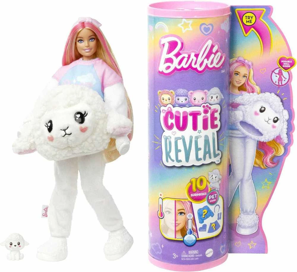 BARBIE „Cutie Reveal“ rinkinys, marškinėlių serija – ėriukė aprašymas - Prekės nuotrauka