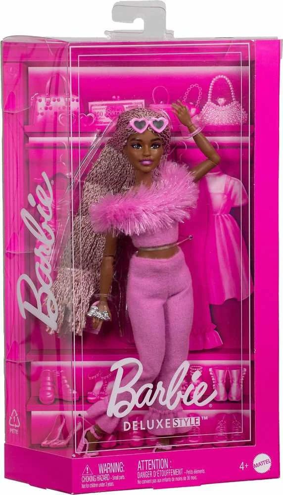 Mattel BARBIE DELUXE FASHIONISTAS lėlė rožiniu kostiumu (HYV28)