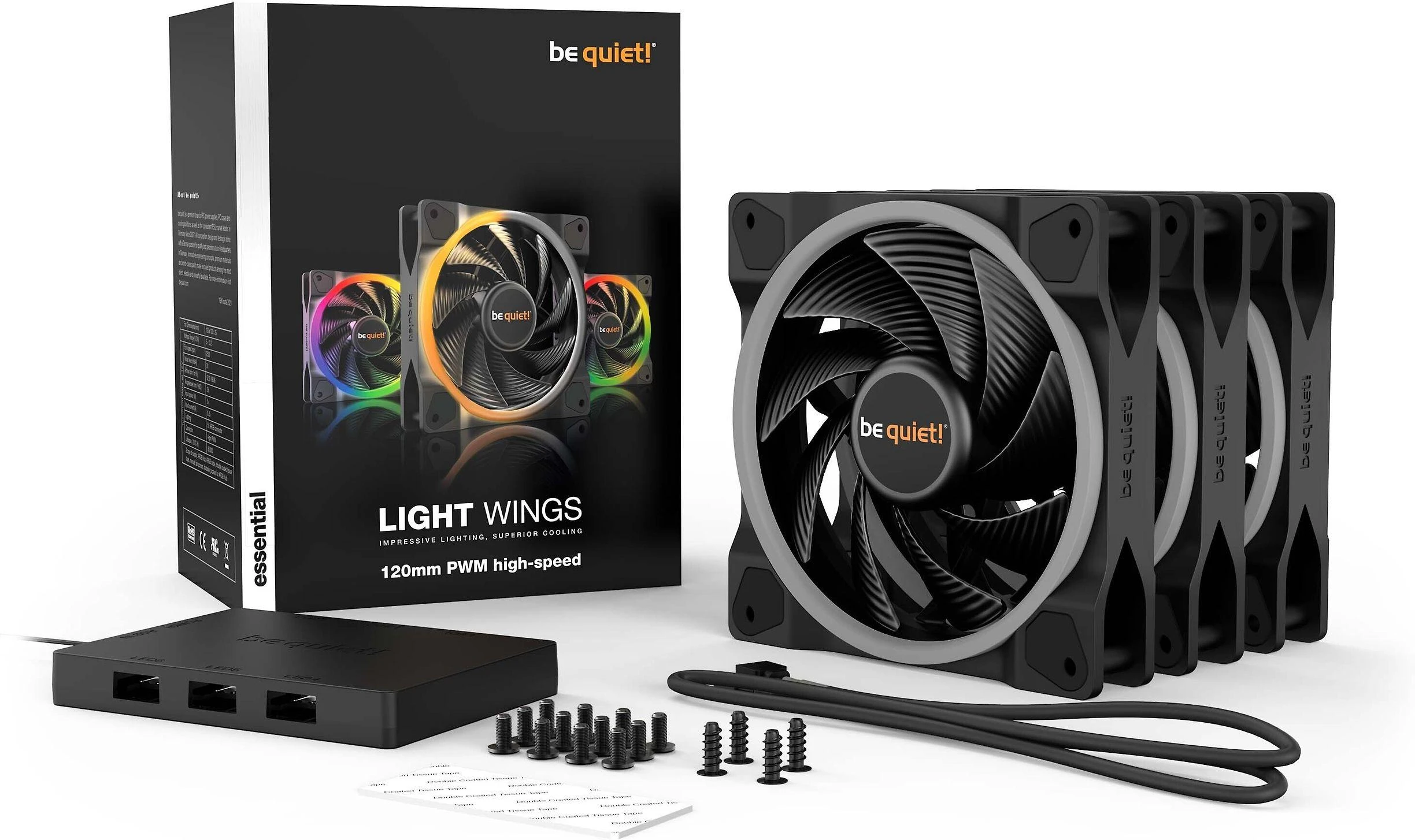 LISTAN BE QUIET LIGHT WINGS 120mm PWM didelės spartos trigubas rinkinys