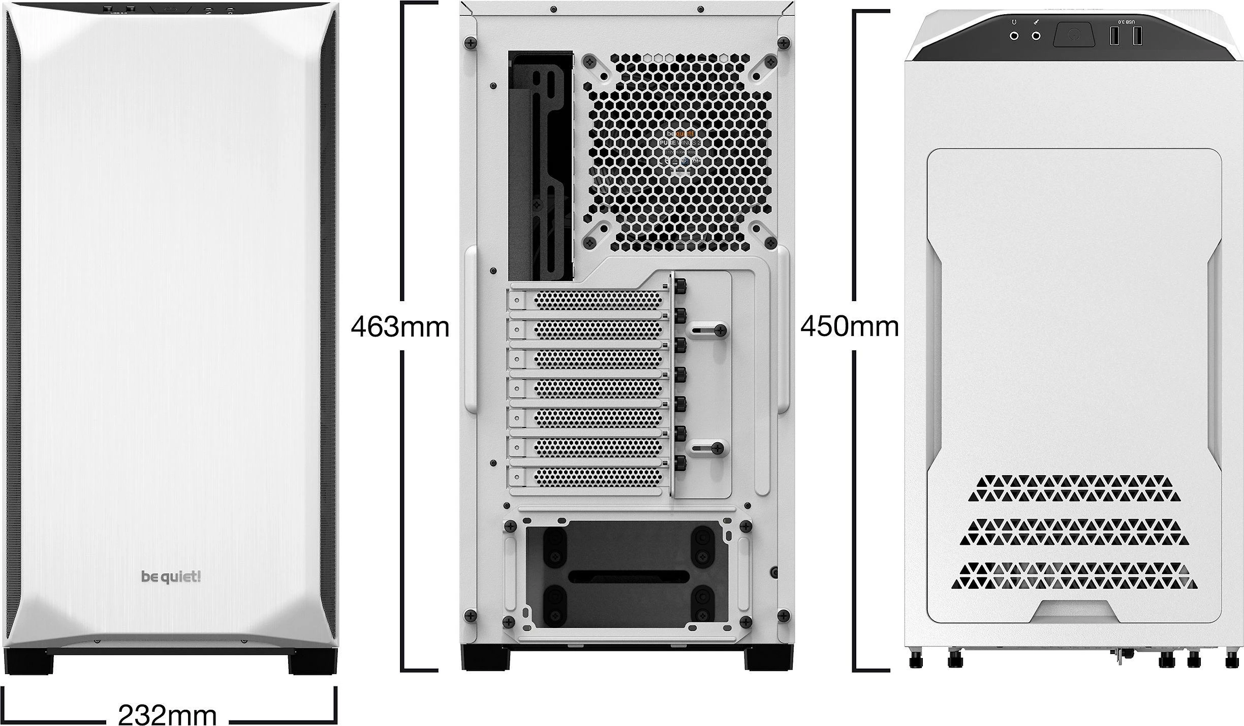 DARBUOTI! BGW35 Be Quiet! Pure Base 500 Window, baltas, ATX, M-ATX, mini-ITX dėklas