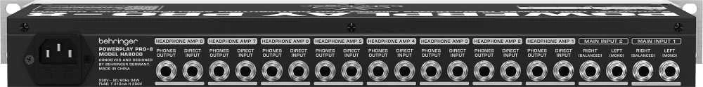 Garso stiprintuvas - Behringer HA8000 V2 8 kanalų scenai
