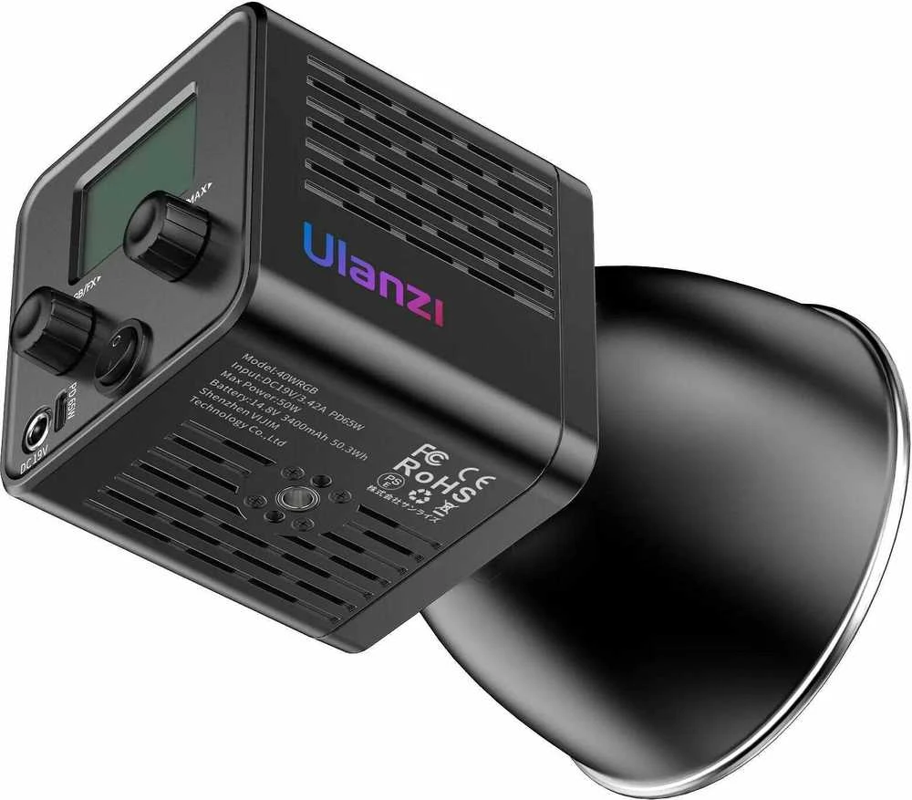 Apšvietimo Įranga - Ulanzi 40WRGB COB Užpildymo Šviesa, 2500K-6500K, 3400mAh Baterija