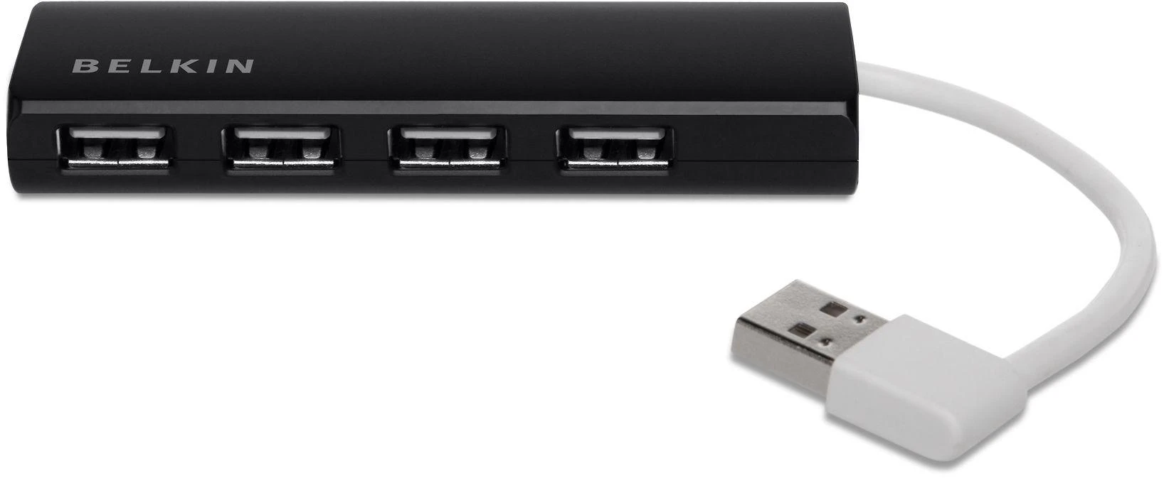 „Belkin“ itin plokščias 4 prievadų plonas „Travel-Hub“ pasyvus juodas F4U042BT
