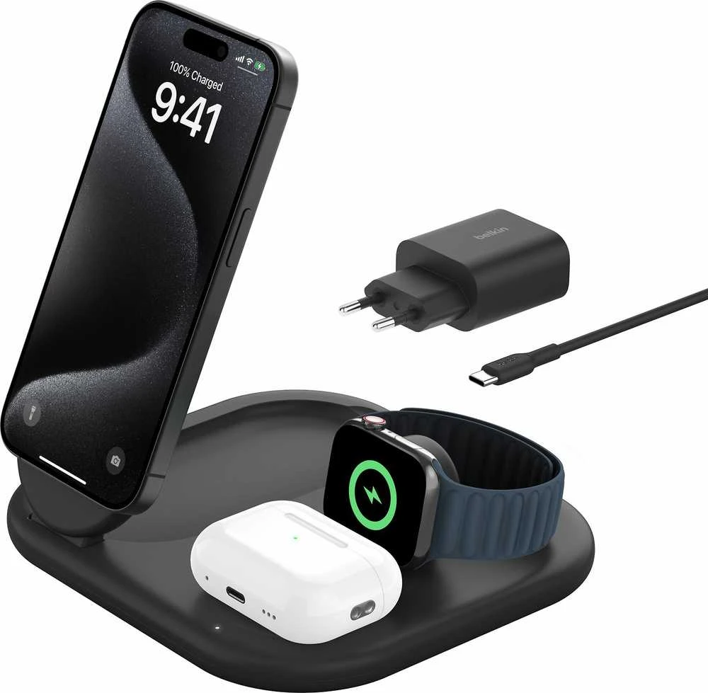Belkin BoostCharge Headphones, Išmanusis telefonas, Išmanusis laikrodis Juodas USB Wireless charging Fast charging Indoor