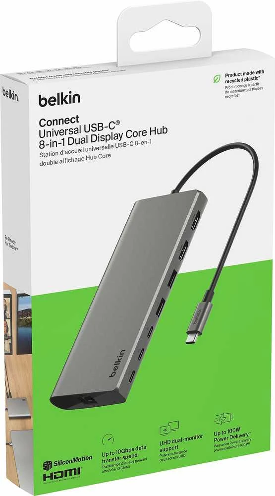 Belkin INC015BTSGY-CZ nešiojamojo kompiuterio dokas / prievadų replikatorius Laidinis USB 3.2 Gen 1 (3.1 Gen 1) Type-C Aliuminio