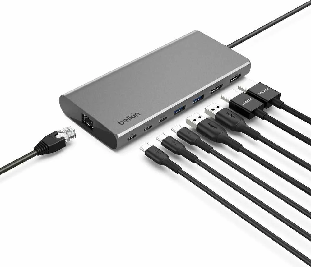 Belkin INC015BTSGY-CZ nešiojamojo kompiuterio dokas / prievadų replikatorius Laidinis USB 3.2 Gen 1 (3.1 Gen 1) Type-C Aliuminio