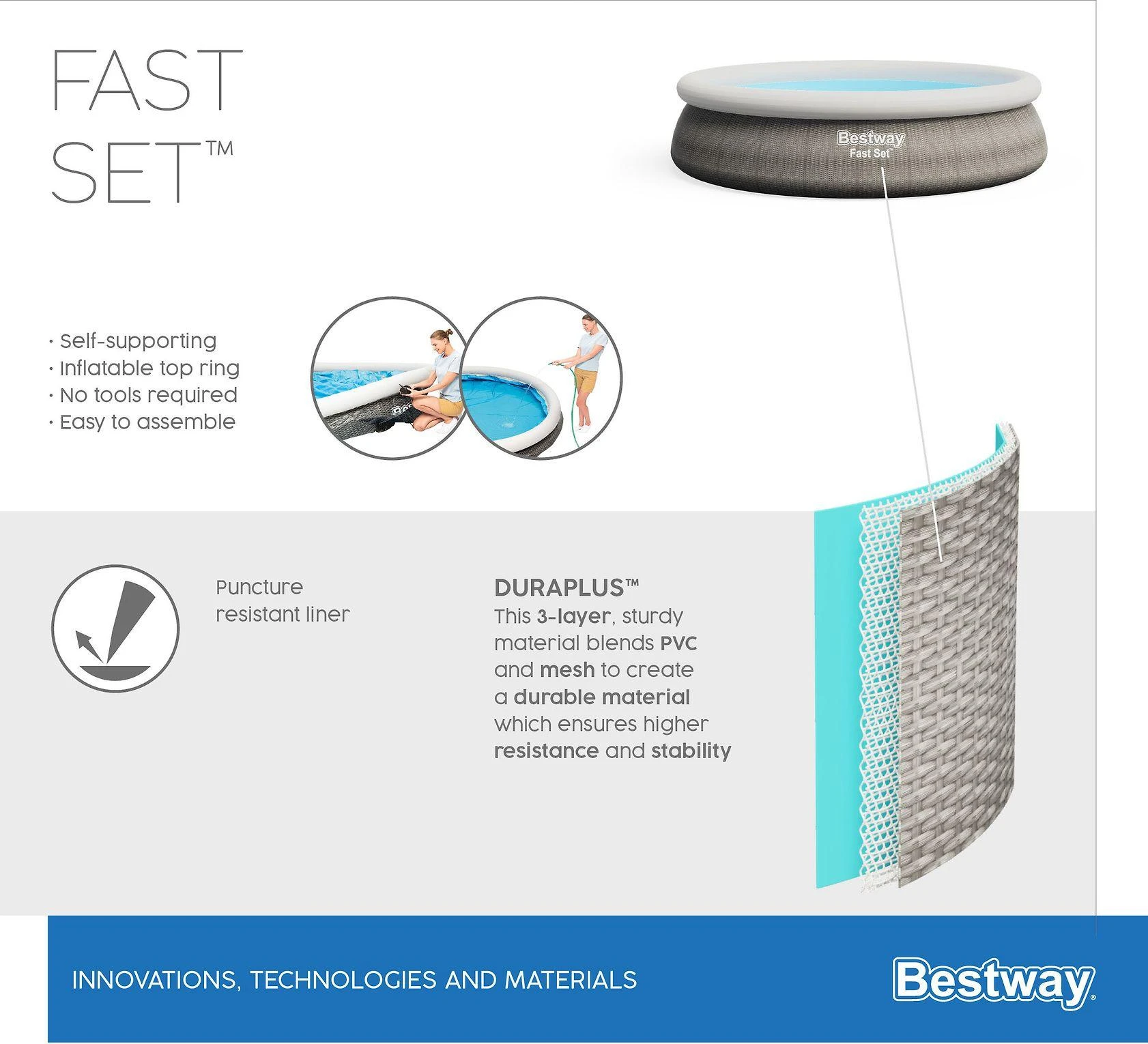 Pripučiamas baseinas Bestway, 366 x 76 cm