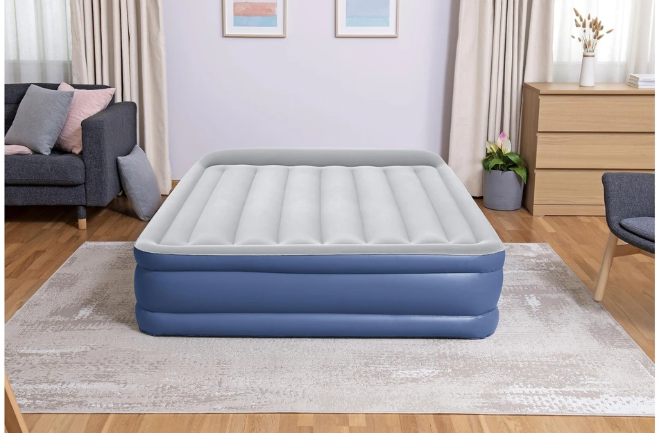 Bestway Tritech Air Mattress Queen ilmatäytteinen varavuode, sisäänrakennettu pumppu, 203 x 152 x 46 cm
