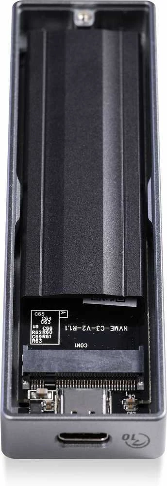 M.2 SSD korpusas su atvira vidine elektronika