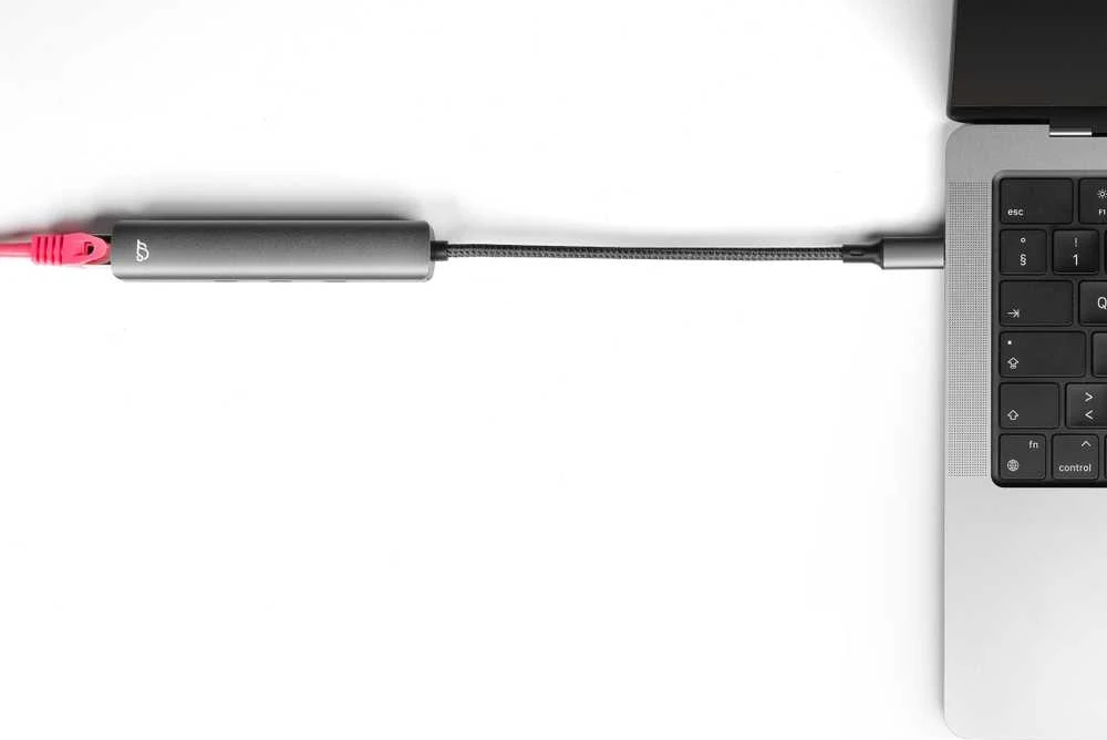 Bluecloud USB-C į USB-C šakotuvas ir Gigabit Ethernet, 4 prievadai