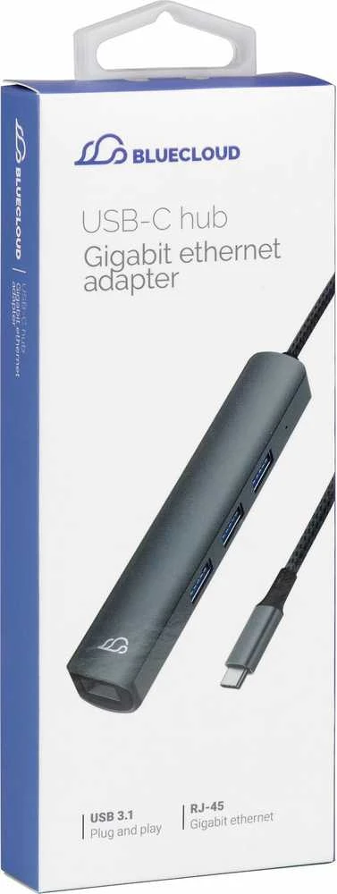 Bluecloud USB-C-USB-A šakotuvas su gigabitiniu eternetu, 3 prievadai
