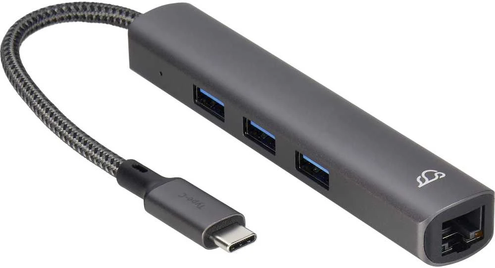 Bluecloud USB-C-USB-A šakotuvas su gigabitiniu eternetu, 3 prievadai