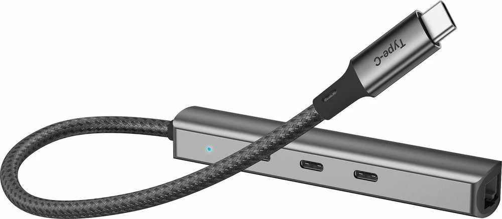Bluecloud USB-C į USB-C šakotuvas ir Gigabit Ethernet, 4 prievadai