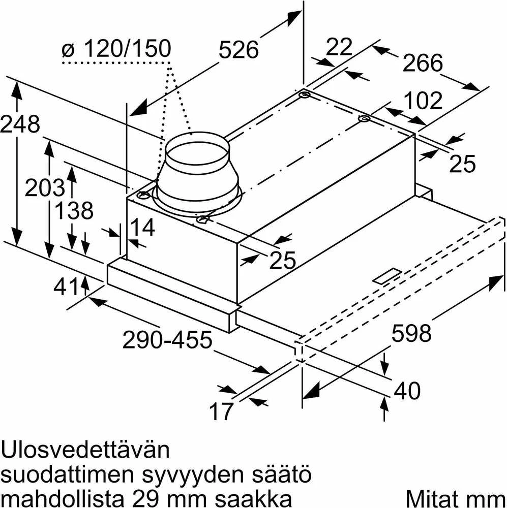 Bosch DFL064A52 Serija 4, Ištraukiamasis gartraukis, 60 cm, Sidabrinio metalo