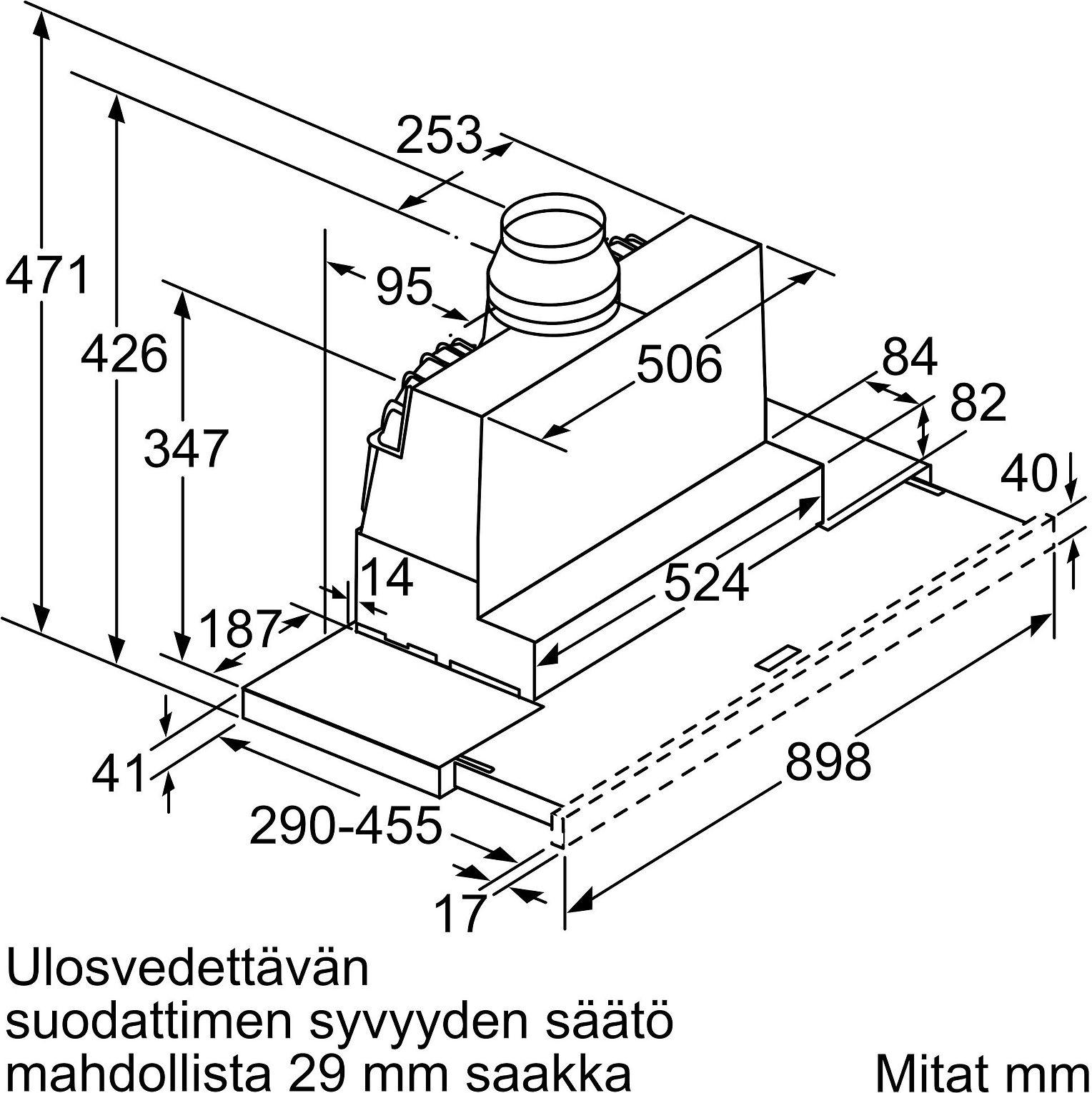 Bosch DFS097A51 Serija 4, Ištraukiamasis gartraukis, 90 cm, Sidabrinio metalo