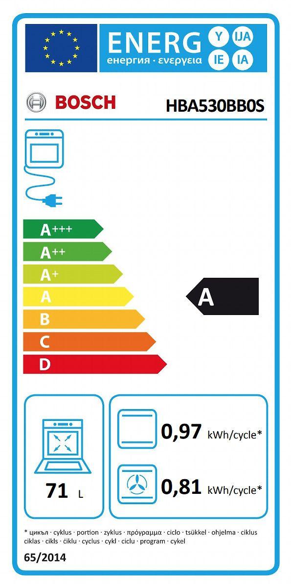 Bosch HBA530BB0S Serija 2, Įmontuojamoji orkaitė, 60 x 60 cm, Juodas