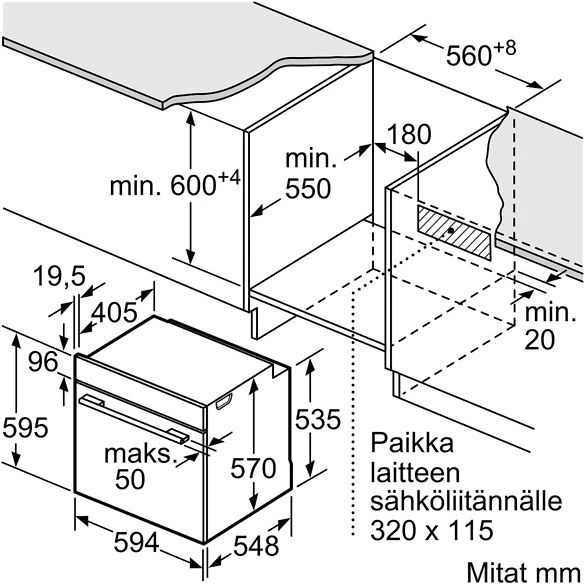 Bosch HBA530BW0S Serija 2, Įmontuojamoji orkaitė, 60 x 60 cm, Balta