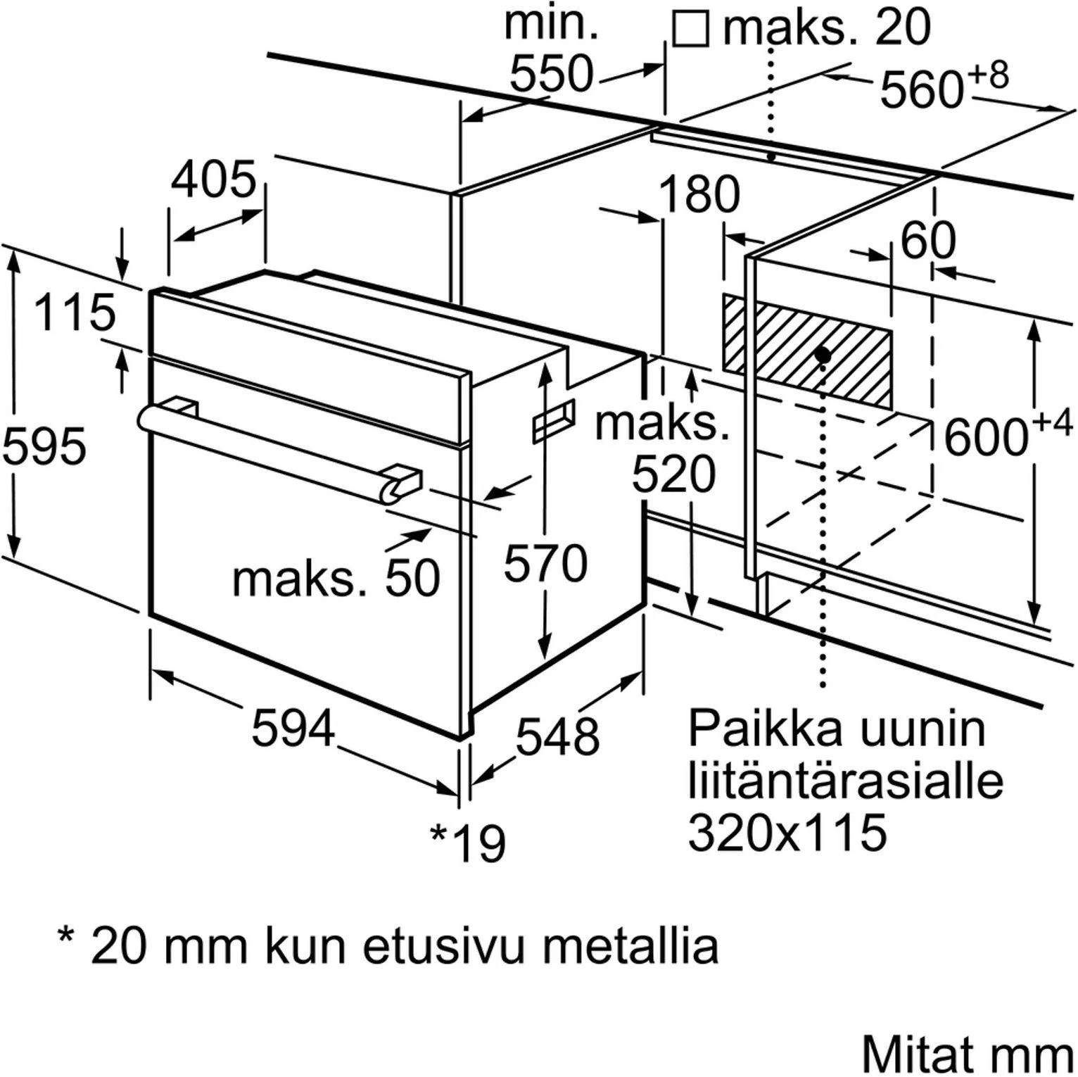 Orkaitė Bosch | Oven | HBF010BR1S | 66 L | A | Multifunctional | Manual | Knobs | Height 59.5 cm | Plotis 59.4 cm | Nerūdijantis plienas