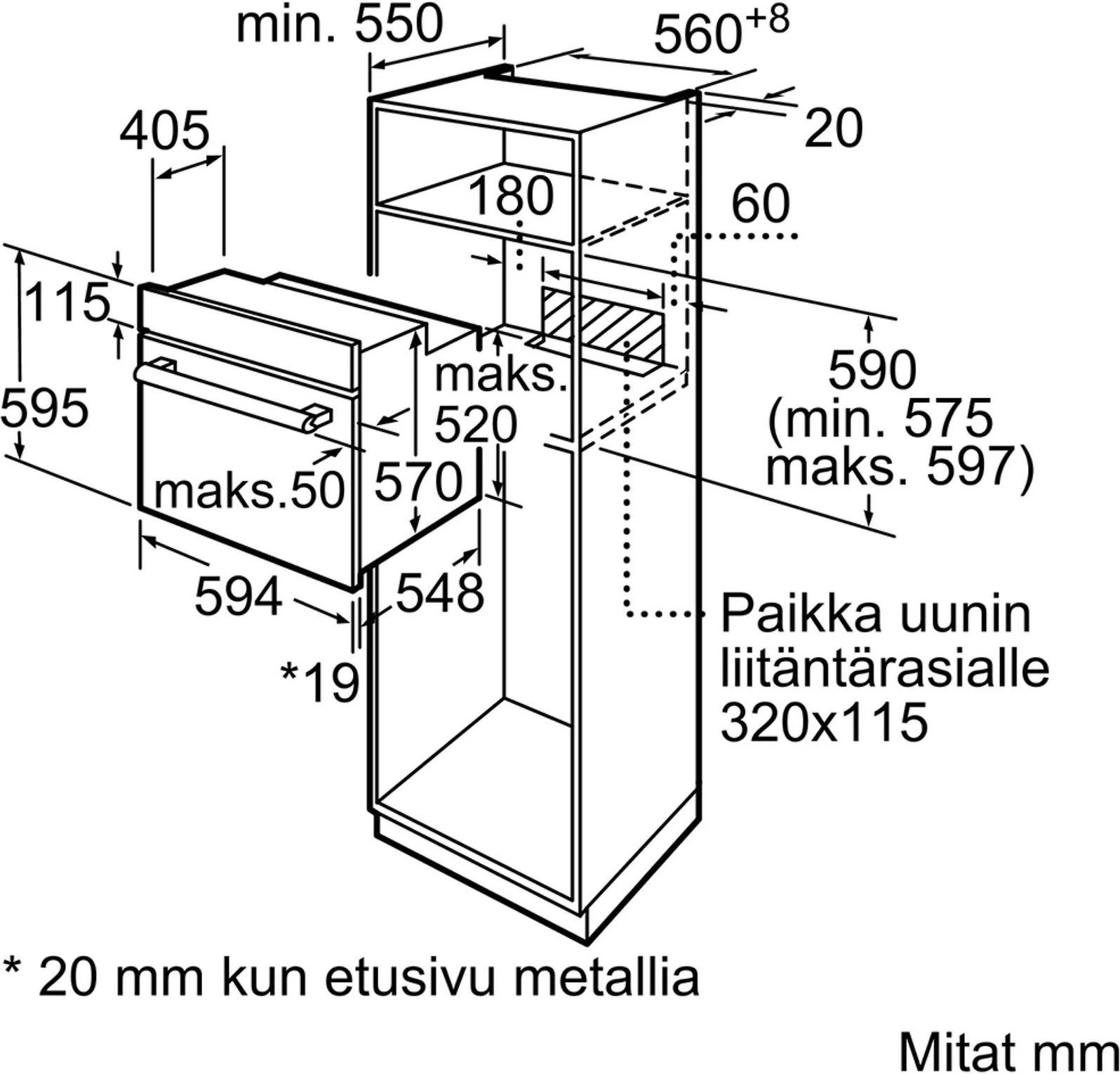 Orkaitė Bosch | Oven | HBF010BR1S | 66 L | A | Multifunctional | Manual | Knobs | Height 59.5 cm | Plotis 59.4 cm | Nerūdijantis plienas