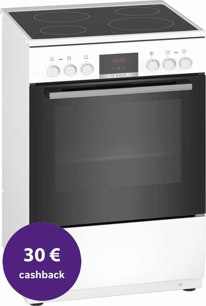 Bosch HKN31A020U Serie | 4, Laisvai statoma elektrinė viryklė, balta