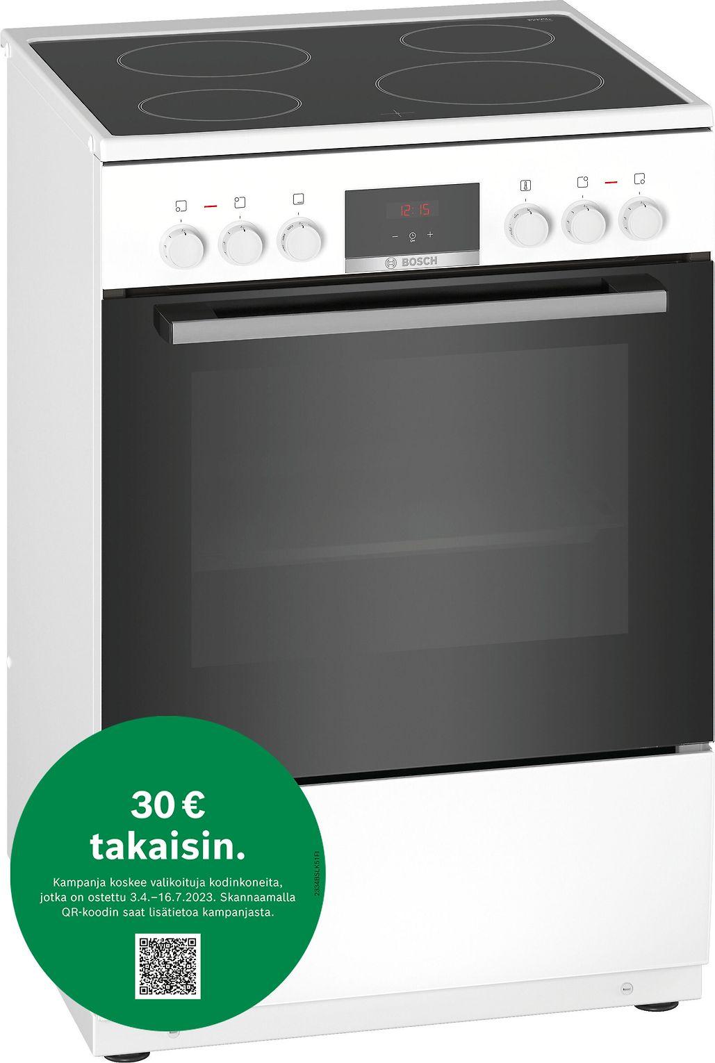 Bosch HKN31A020U Serie | 4, Laisvai statoma elektrinė viryklė, balta