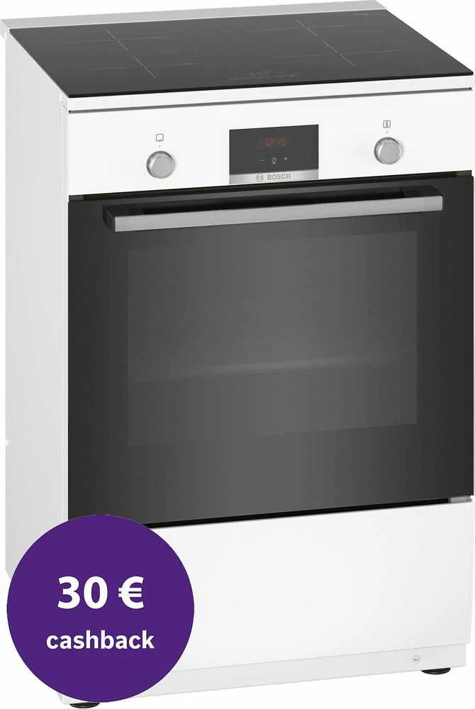 Bosch HLN39A020 Serie 4, Laisvai statoma indukcinė viryklė, balta 