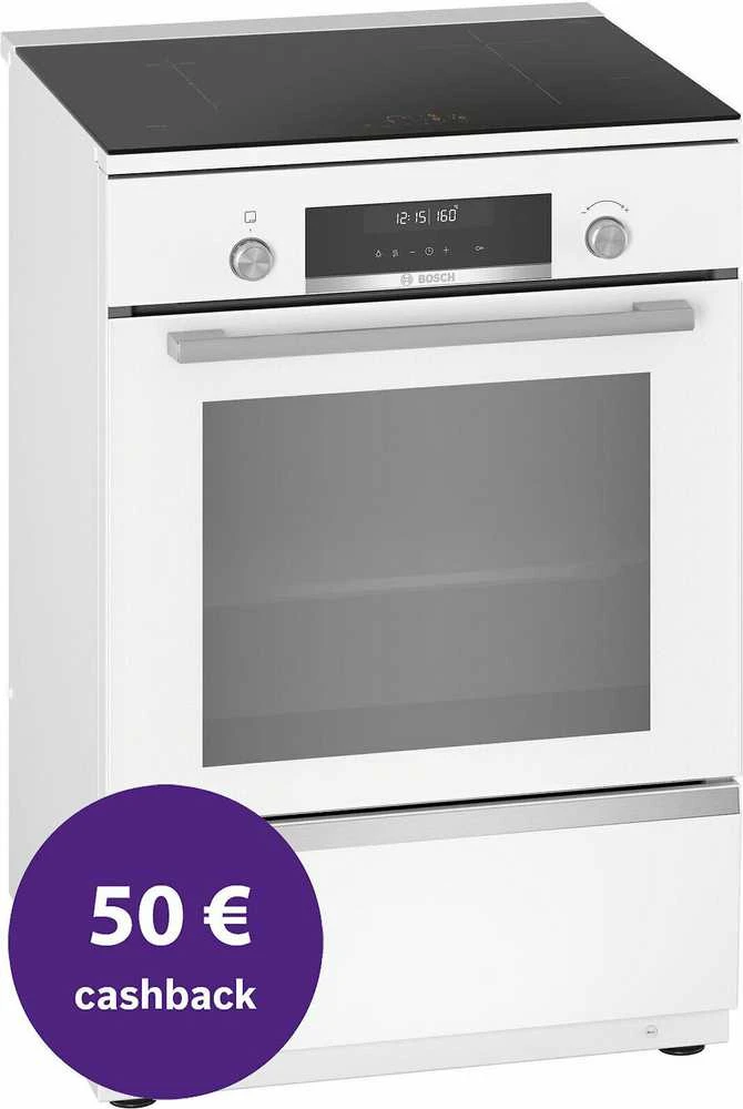 Bosch HLS79W321U Serija 6, Laisvai statoma indukcinė viryklė, Balta