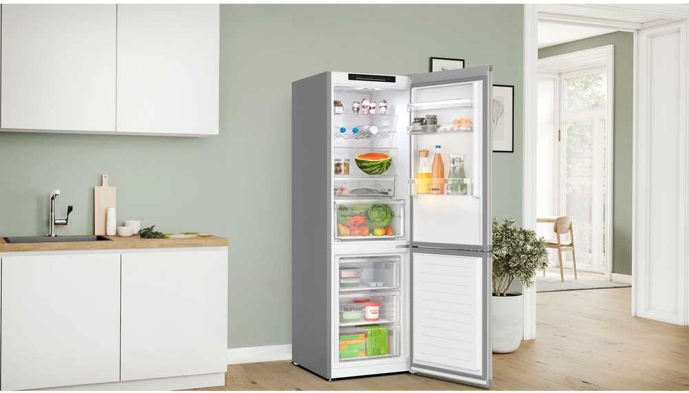 Šaldytuvas Bosch KGN362LDF 4 serija, Nerūdijančio plieno efektas
