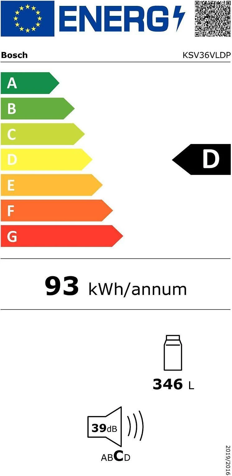 Šaldytuvas Bosch KSV36VLDP 4 serija, Nerūdijančio plieno efektas