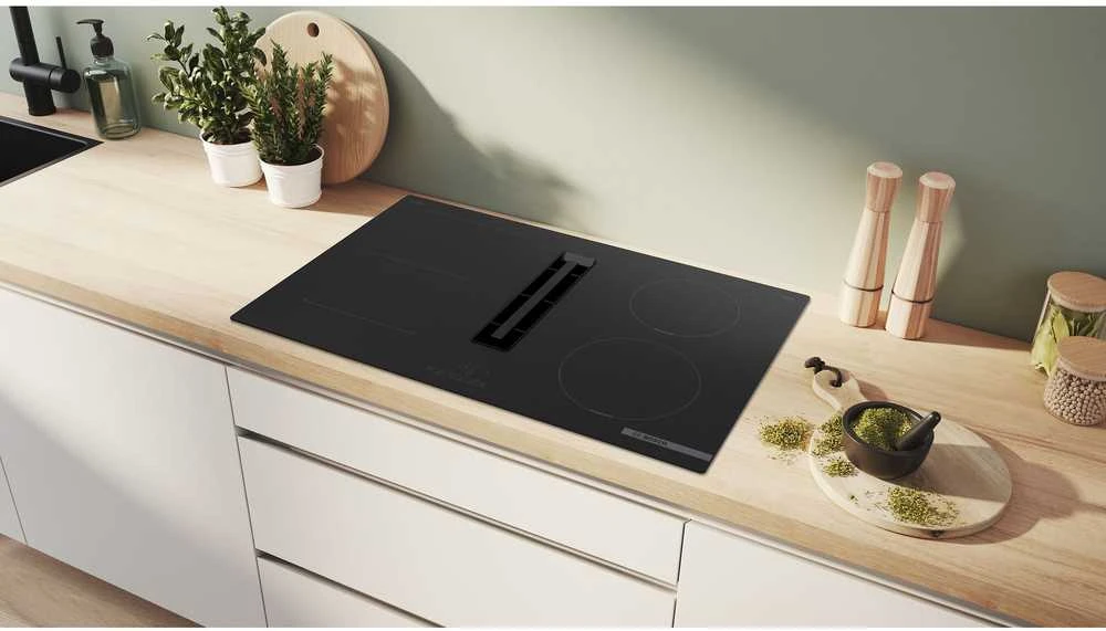 Bosch PVS811B16E Serija 4, Indukcinė kaitlentė su integruota ventiliacijos sistema, 80 cm, kaitlentė be rėmo