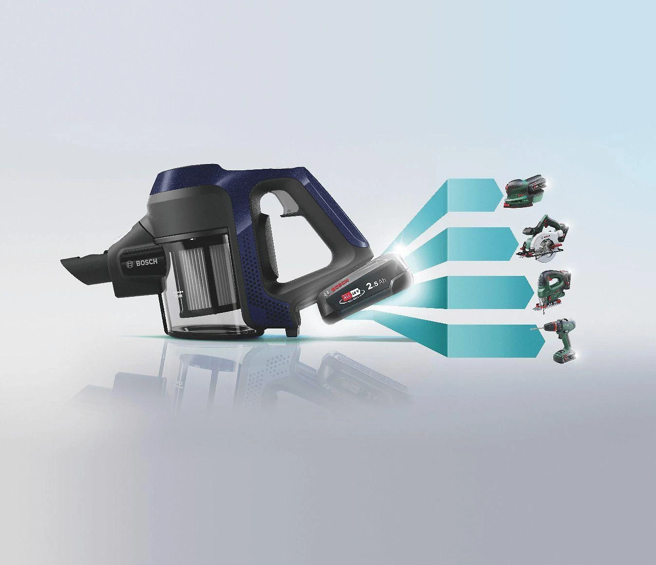 Įkraunamasis dulkių siurblys Bosch Unlimited 6 BBS611MAT, mėlynas
