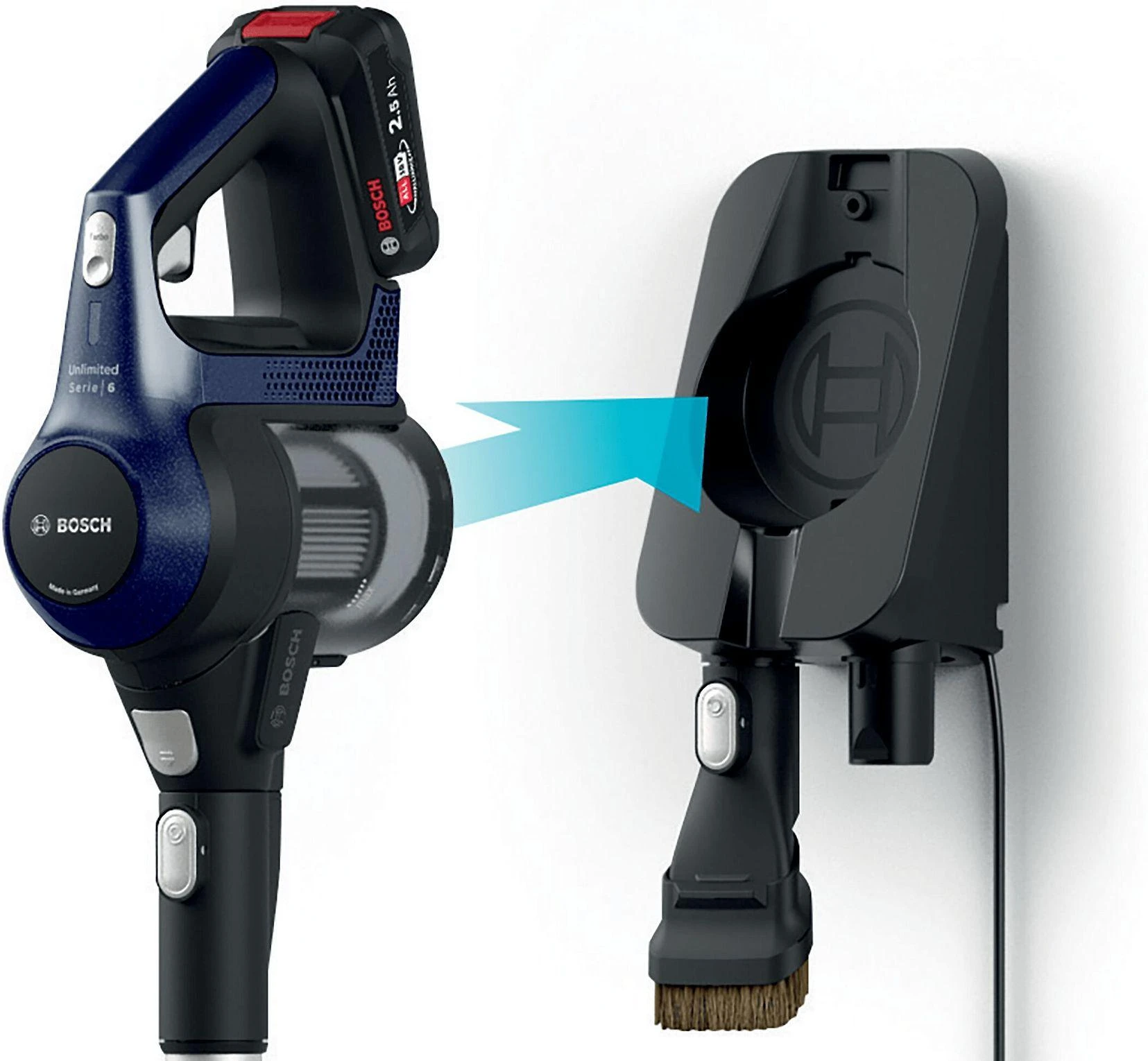 Įkraunamasis dulkių siurblys Bosch Unlimited 6 BBS611MAT, mėlynas