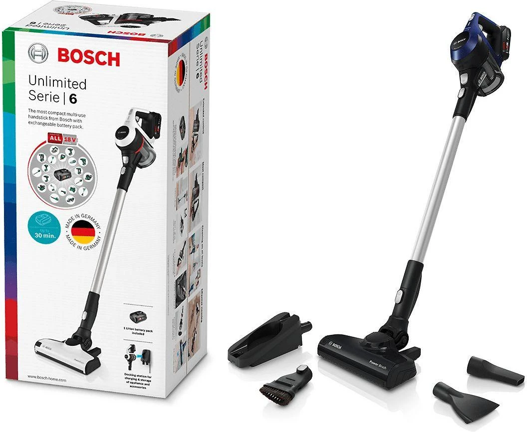 Įkraunamasis dulkių siurblys Bosch Unlimited 6 BBS611MAT, mėlynas