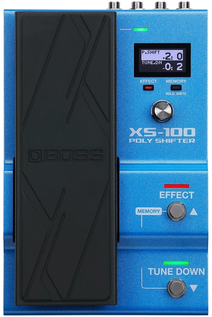 Boss XS-100 Poly Shifter - mėlynas pedalas su ekranu