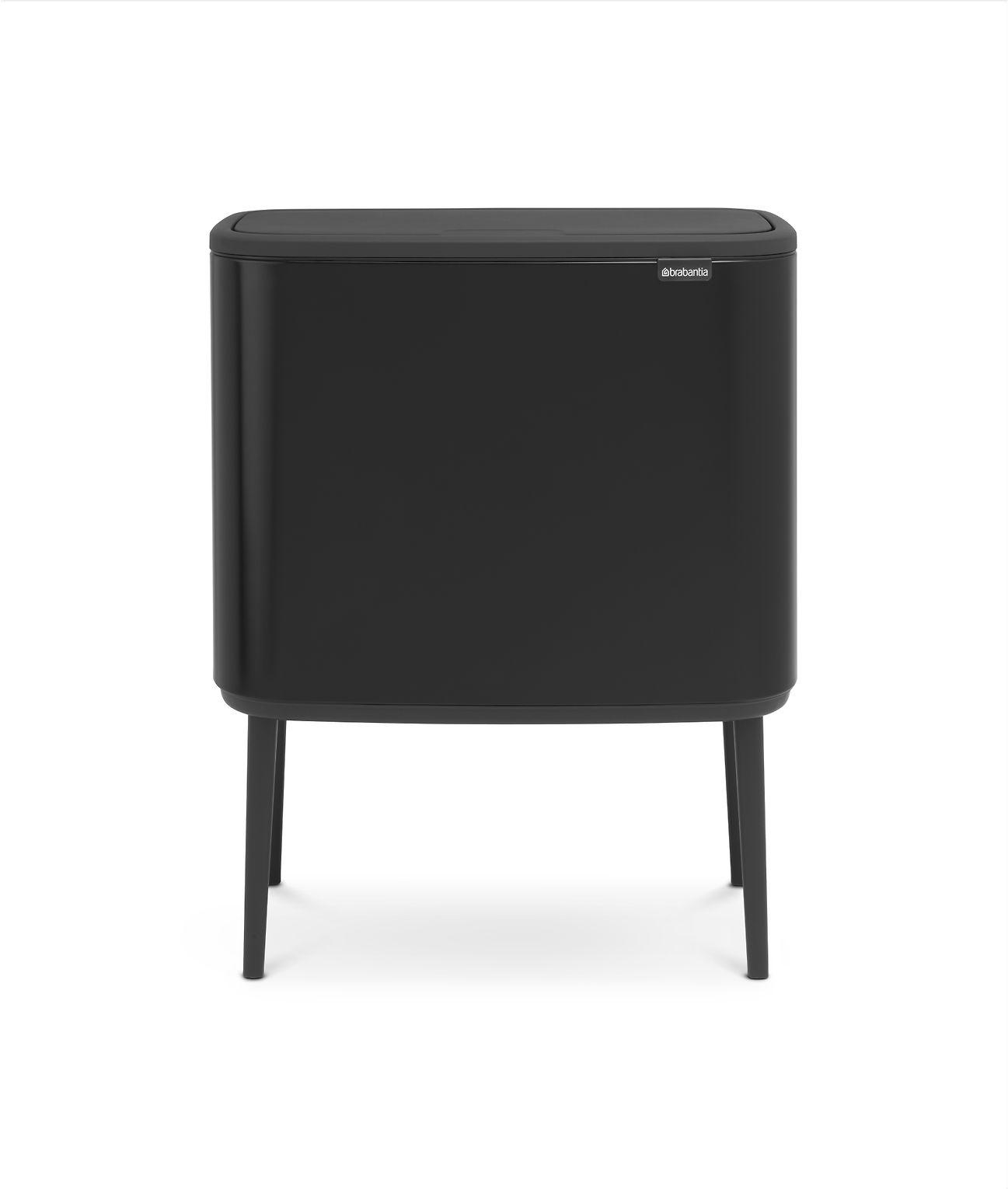 Šiukšlių dėžė Brabantia Bo Touch, 11+23 l, Matinė juoda