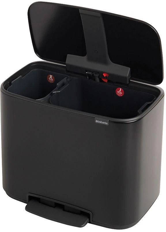 Brabantia Šiukšlių dėžė su pedalu, Bo 11+23L - Matt Juodas