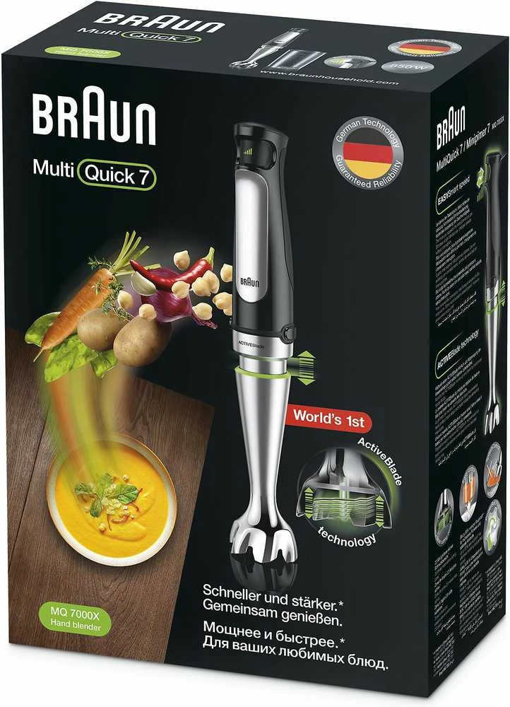 Braun | Hand Maišytuvas | MQ7000X MultiQuick Immersion | Hand Maišytuvas | 1000 W | Juodas/Stainless Steel