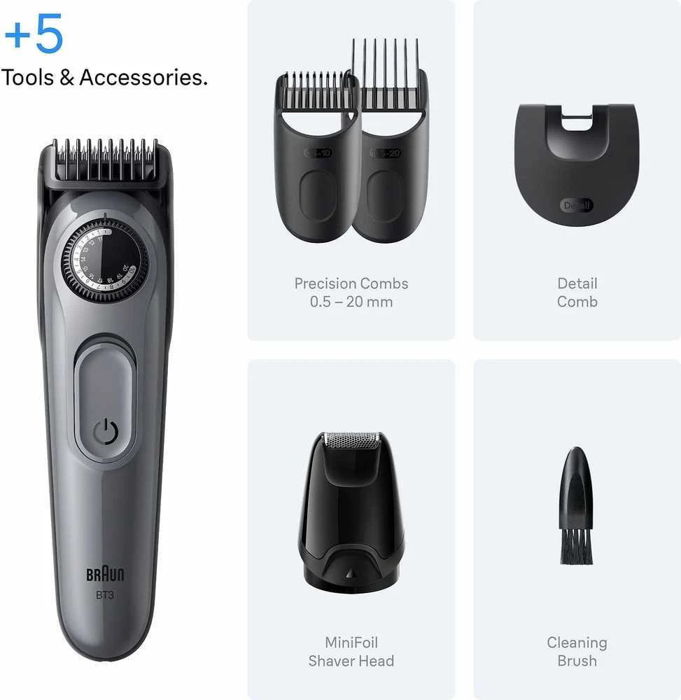 Barzdaskutė Braun Series 3 partatrimmeri, BT3560, Harmaa