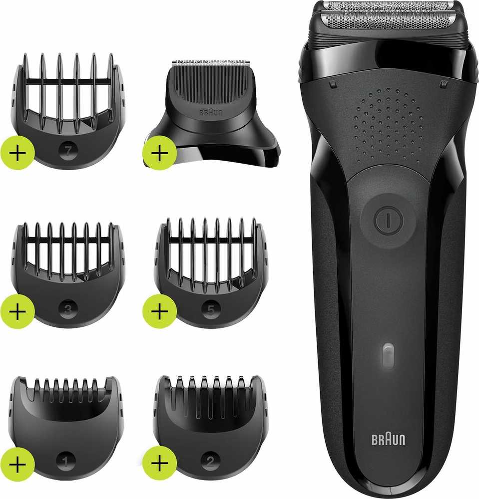 Barzdaskutė Braun | Shaver | Series 3 Shave&Style 300BT | Operating time (max) 30 min | NiMH | Juodas/Žalias