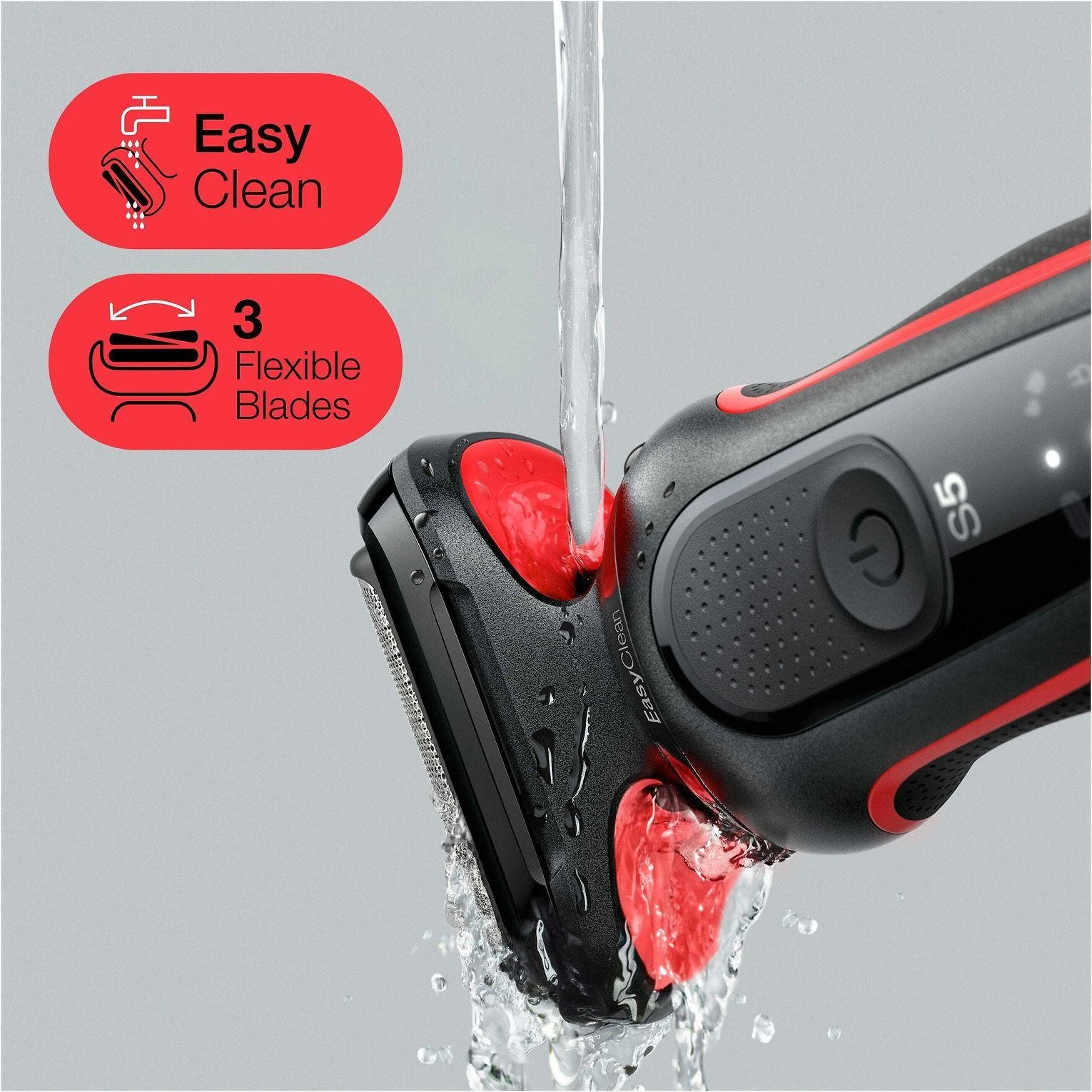 Braun | Shaver | 51-R1000s | Operating time (max) 50 min | Wet & Dry | Juodas/Raudona