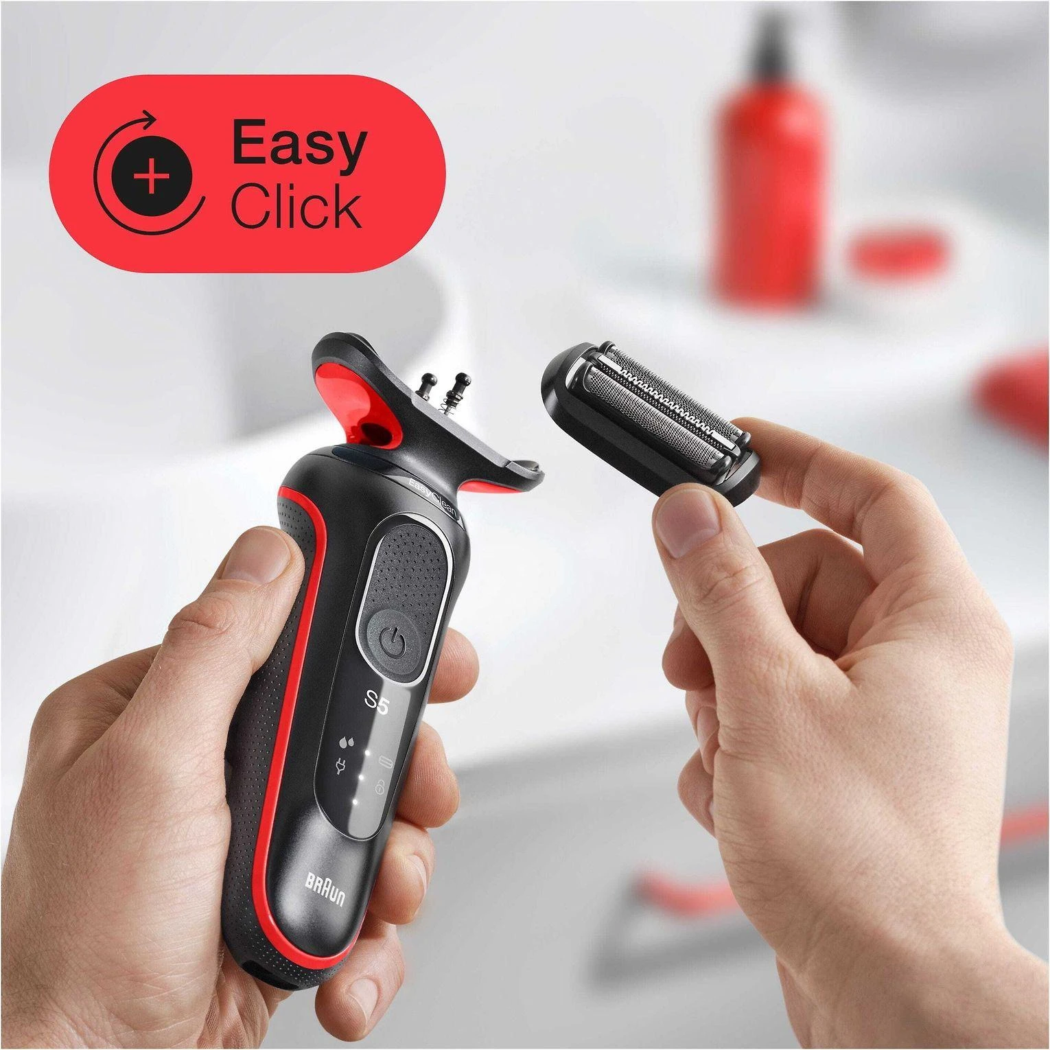 Braun | Shaver | 51-R1000s | Operating time (max) 50 min | Wet & Dry | Juodas/Raudona