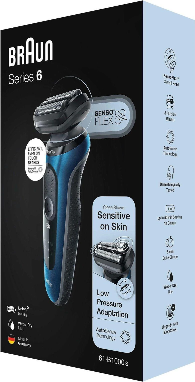 Barzdaskutė Braun Series 6 61-B1000s Skustuvas Juoda, Mėlyna
