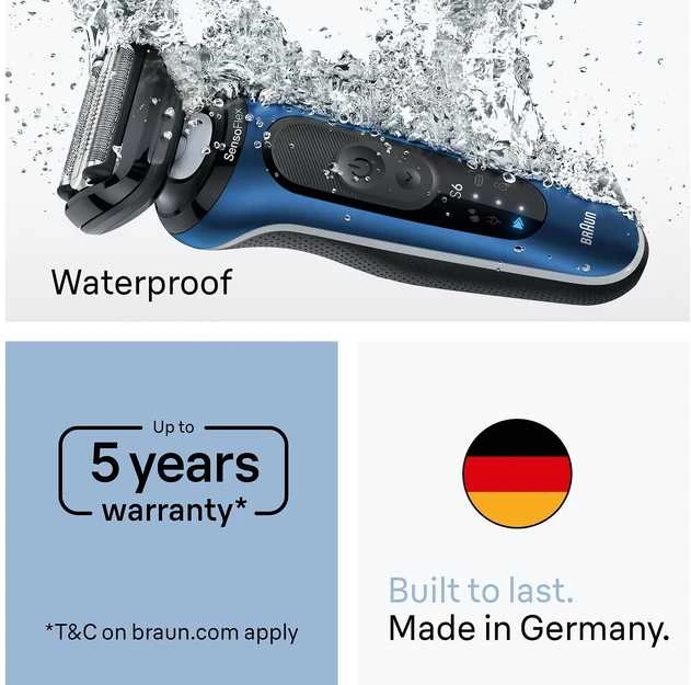 Barzdaskutė „Braun“ 6 serijos elektrinis skustuvas su priedu – mėlynas