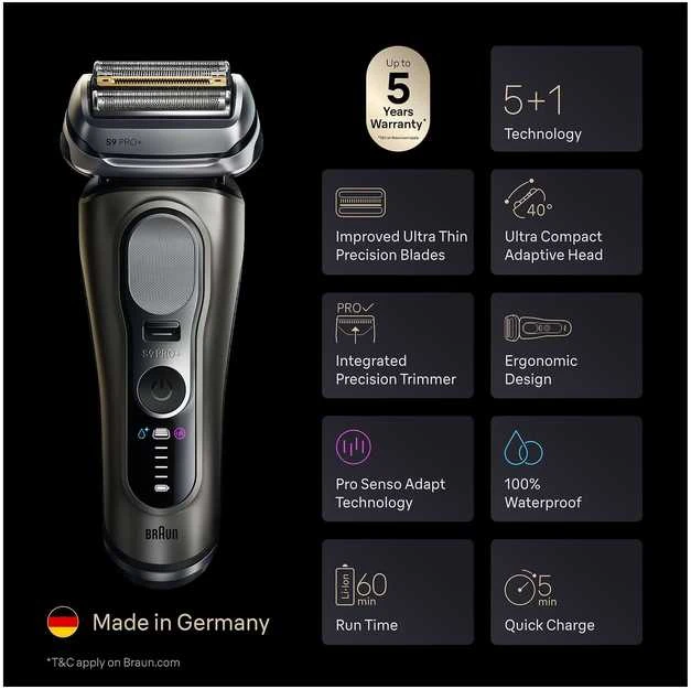 Barzdaskutė „Braun Series 9 PRO+“ elektrinis skustuvas – grafito spalvos – 9675CC
