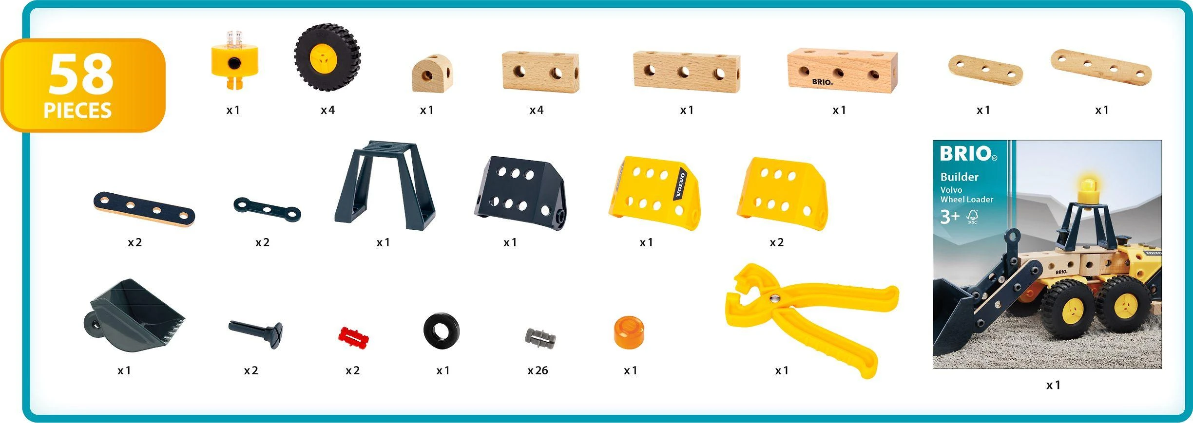 Brio BRIO – Builder Volvo Wheel Loader (34598) /Statybiniai ir statybiniai žaislai