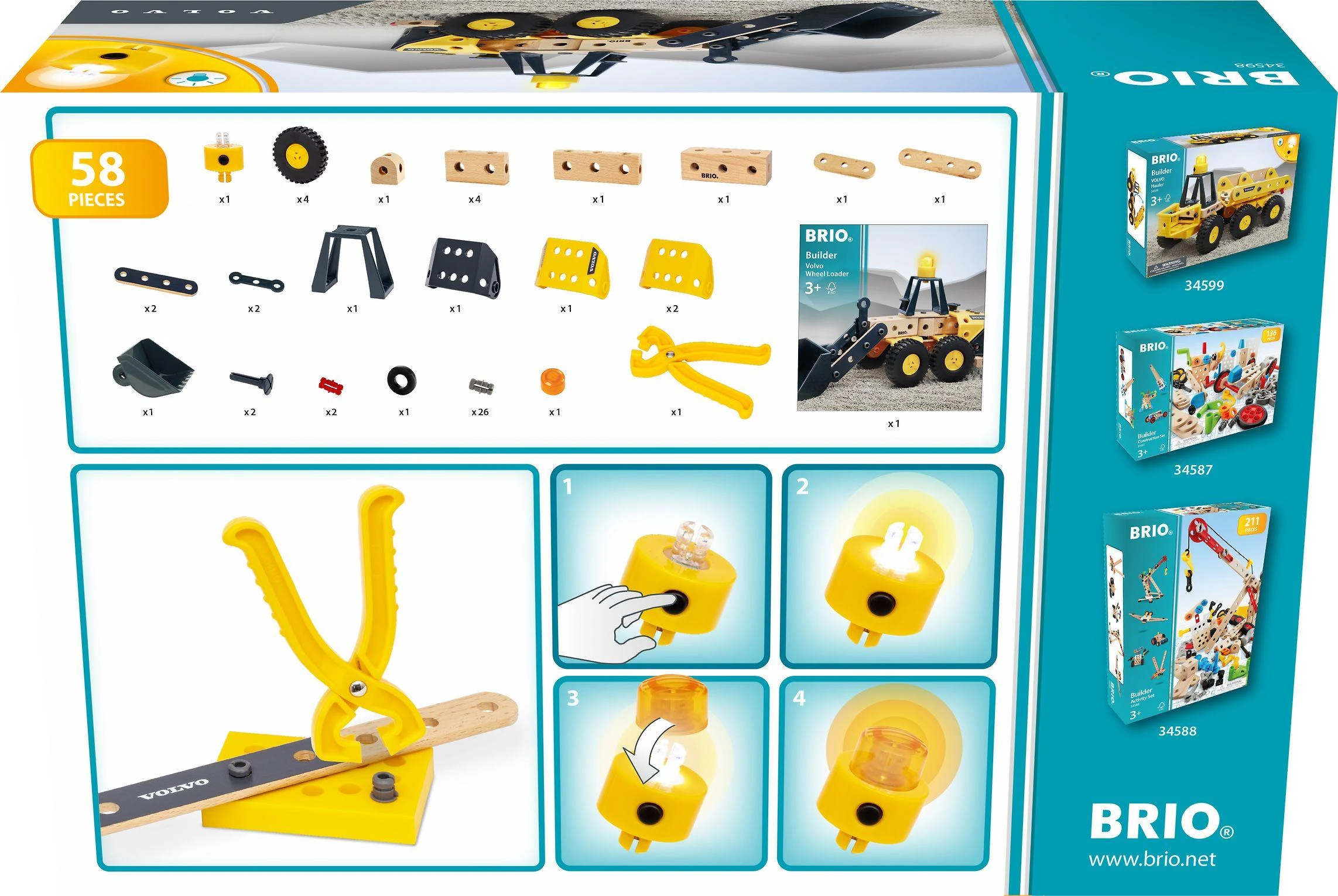 Brio BRIO – Builder Volvo Wheel Loader (34598) /Statybiniai ir statybiniai žaislai