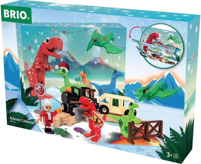 Brio Dino advento kalendorius su mediniu traukiniu